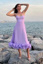 Women's Sleeveless Midi Wedding Guest Dress Fluid Silhouette Waist-Defining Lightweight Versatile – Heather - Lolly 
