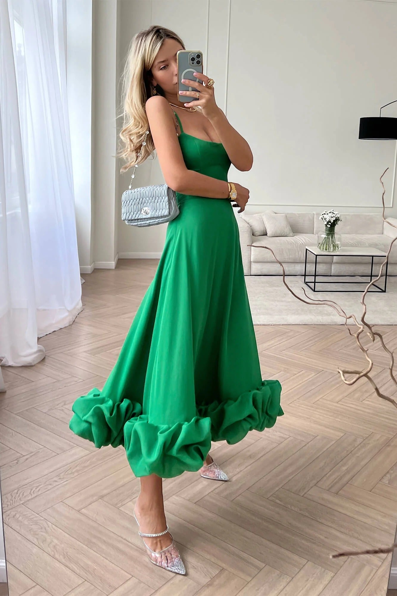 Women's Sleeveless Midi Wedding Guest Dress Fluid Silhouette Waist-Defining Lightweight Versatile – Heather - Lolly 