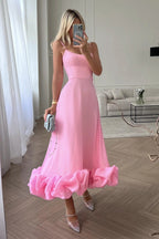 Women's Sleeveless Midi Wedding Guest Dress Fluid Silhouette Waist-Defining Lightweight Versatile – Heather - Lolly 