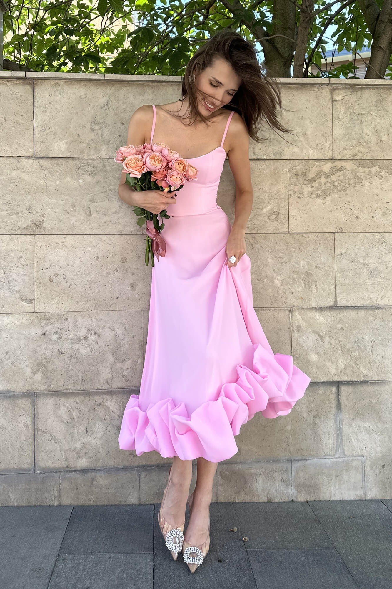 Women's Sleeveless Midi Wedding Guest Dress Fluid Silhouette Waist-Defining Lightweight Versatile – Heather - Lolly 
