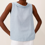 Women's Sleeveless Roll Collar Top Soft Flattering Silhouette Casual Elegant Everyday Chic – Maria - Lolly 