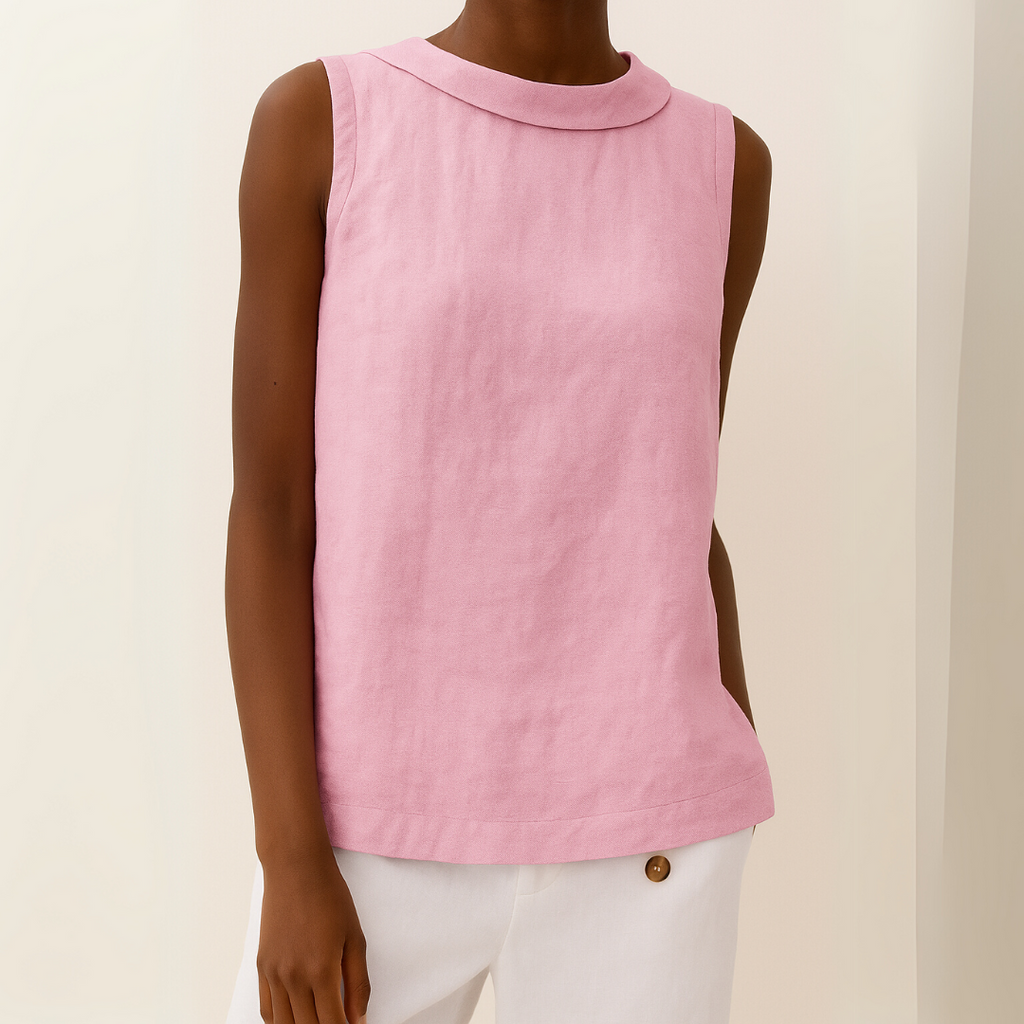 Women's Sleeveless Roll Collar Top Soft Flattering Silhouette Casual Elegant Everyday Chic – Maria - Lolly 