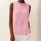 Women's Sleeveless Roll Collar Top Soft Flattering Silhouette Casual Elegant Everyday Chic – Maria - Lolly 