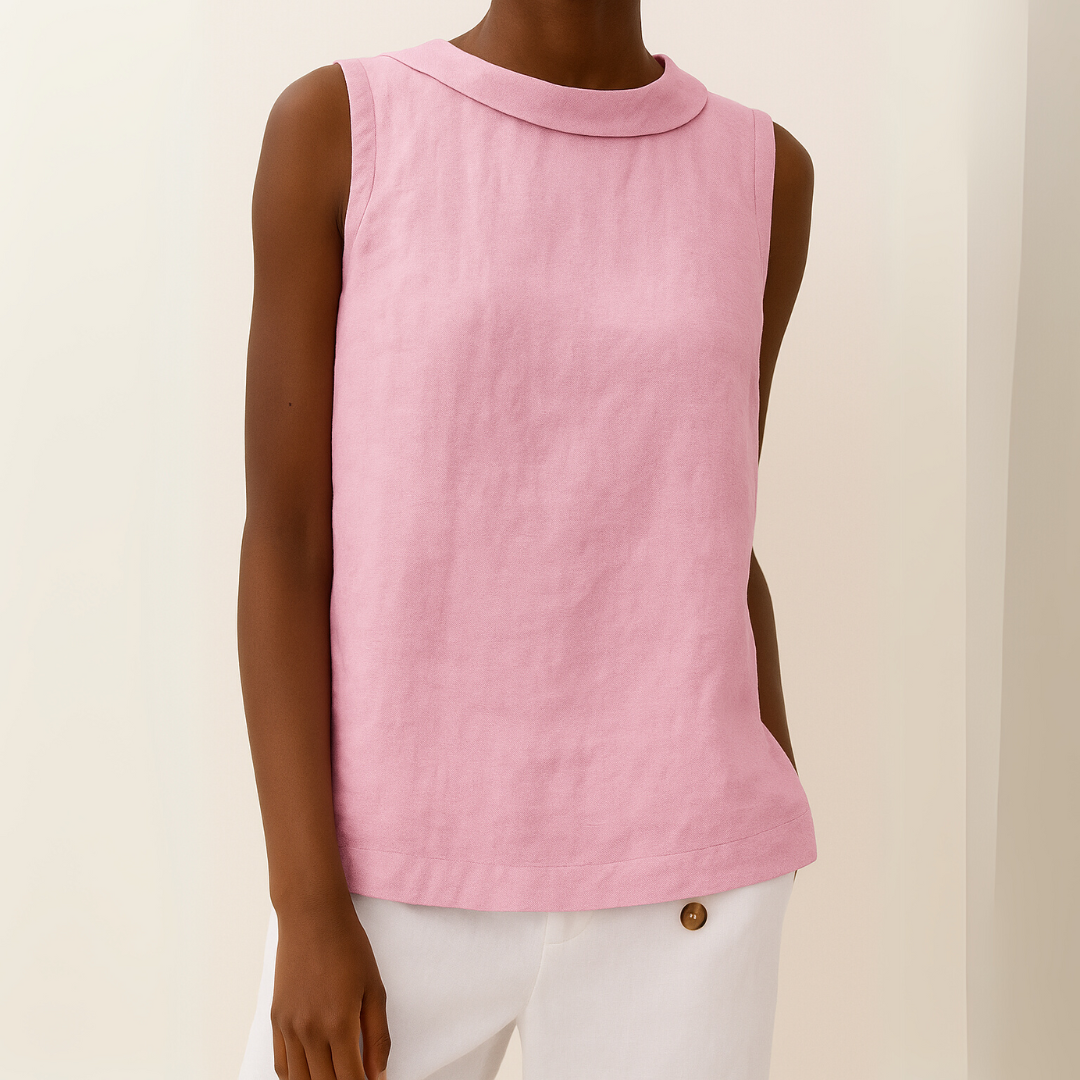 Women's Sleeveless Roll Collar Top Soft Flattering Silhouette Casual Elegant Everyday Chic – Maria - Lolly 