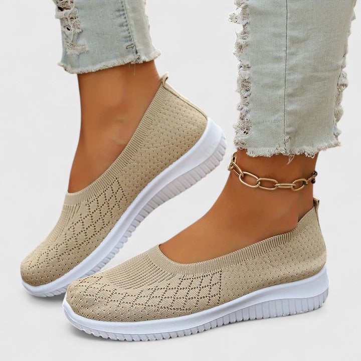 Women's Slip-On Knit Flats Lightweight Casual Walking Shoes Breathable Comfort - Lolly 
