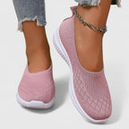 Women's Slip-On Knit Flats Lightweight Casual Walking Shoes Breathable Comfort - Lolly 