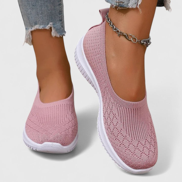 Women's Slip-On Knit Flats Lightweight Casual Walking Shoes Breathable Comfort - Lolly 