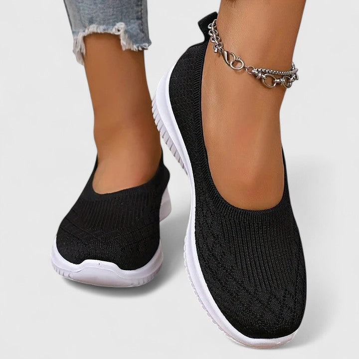 Women's Slip-On Knit Flats Lightweight Casual Walking Shoes Breathable Comfort - Lolly 