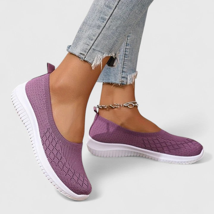 Women's Slip-On Knit Flats Lightweight Casual Walking Shoes Breathable Comfort - Lolly 