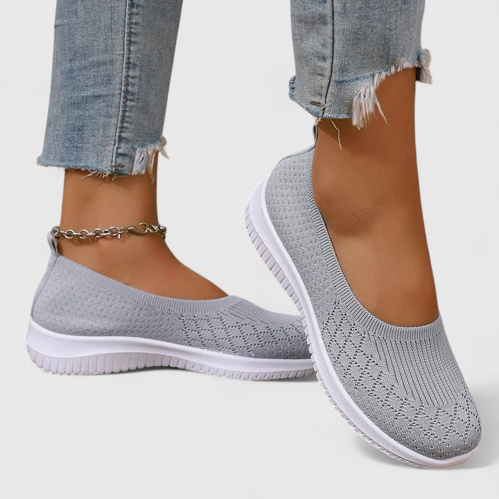 Women's Slip-On Knit Flats Lightweight Casual Walking Shoes Breathable Comfort - Lolly 
