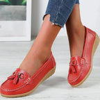 Women's Slip-On Low Moccasins Fringe Detail Lace-Free Casual Elegant Everyday Comfort – White - Lolly 