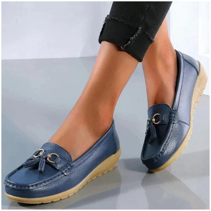 Women's Slip-On Low Moccasins Fringe Detail Lace-Free Casual Elegant Everyday Comfort – White - Lolly 
