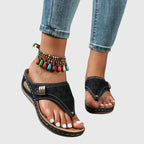 Women's Slip-On Wedge Sandals Flip-Flop Toe Ring Casual Summer Walking - Lolly 