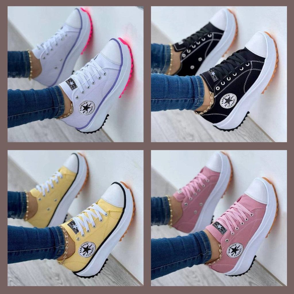 Women's Sneakers – Low-Top Platform Lace-Up - Lolly 