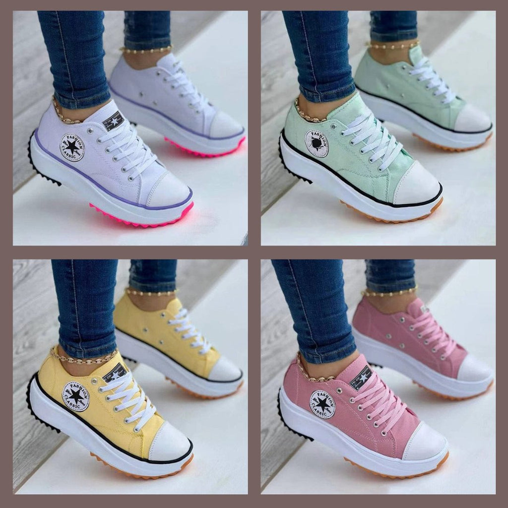 Women's Sneakers – Low-Top Platform Lace-Up - Lolly 