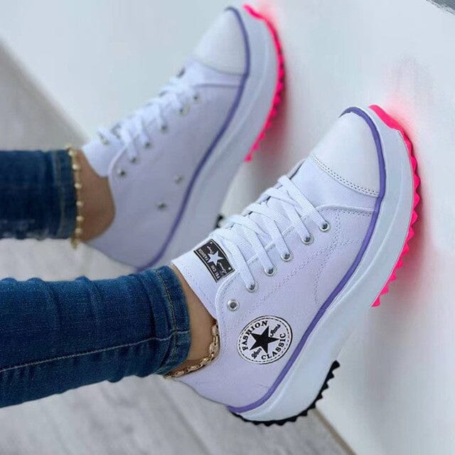 Women's Sneakers – Low-Top Platform Lace-Up - Lolly 