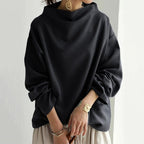 Women's Sophisticated High Neck Top Relaxed Silhouette Long Sleeve Casual Elegant – Renli - Lolly 