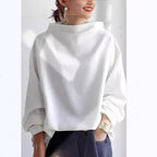 Women's Sophisticated High Neck Top Relaxed Silhouette Long Sleeve Casual Elegant – Renli - Lolly 