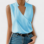 Women's Sophisticated Sleeveless V-Neck Top Breathable Lightweight Flattering Summer – Loretta - Lolly 