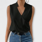 Women's Sophisticated Sleeveless V-Neck Top Breathable Lightweight Flattering Summer – Loretta - Lolly 