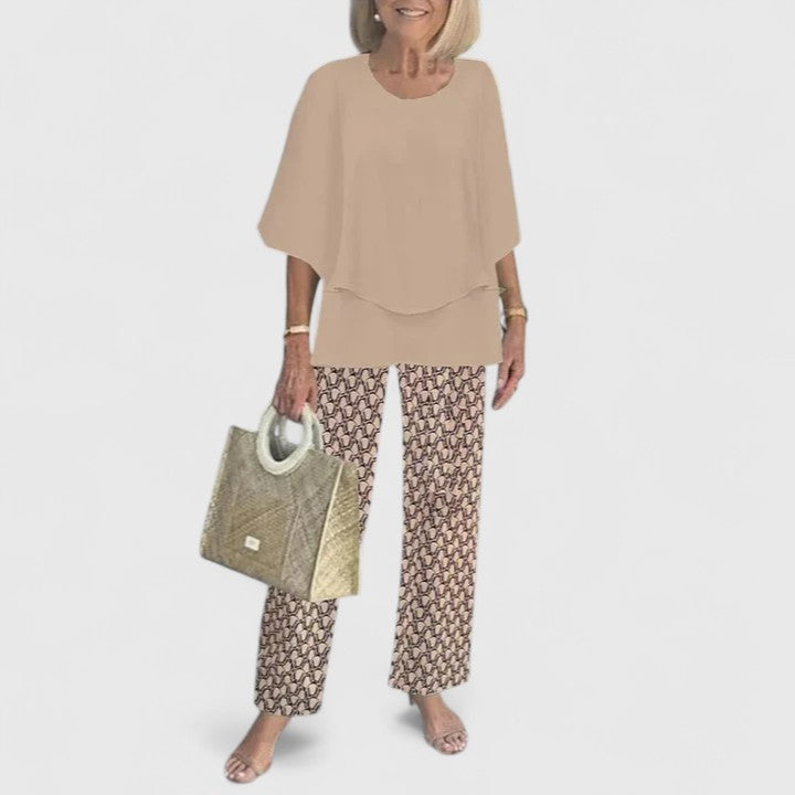 Women's Sophisticated Two-Piece Set Relaxed Blouse Wide-Leg Pants Casual Elegant Everyday – Martha - Lolly 