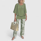 Women's Sophisticated Two-Piece Set Relaxed Blouse Wide-Leg Pants Casual Elegant Everyday – Martha - Lolly 