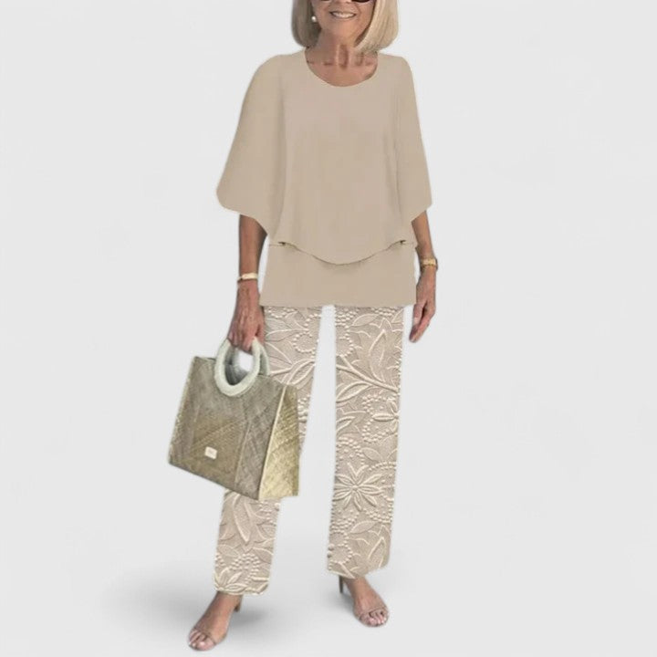 Women's Sophisticated Two-Piece Set Relaxed Blouse Wide-Leg Pants Casual Elegant Everyday – Martha - Lolly 