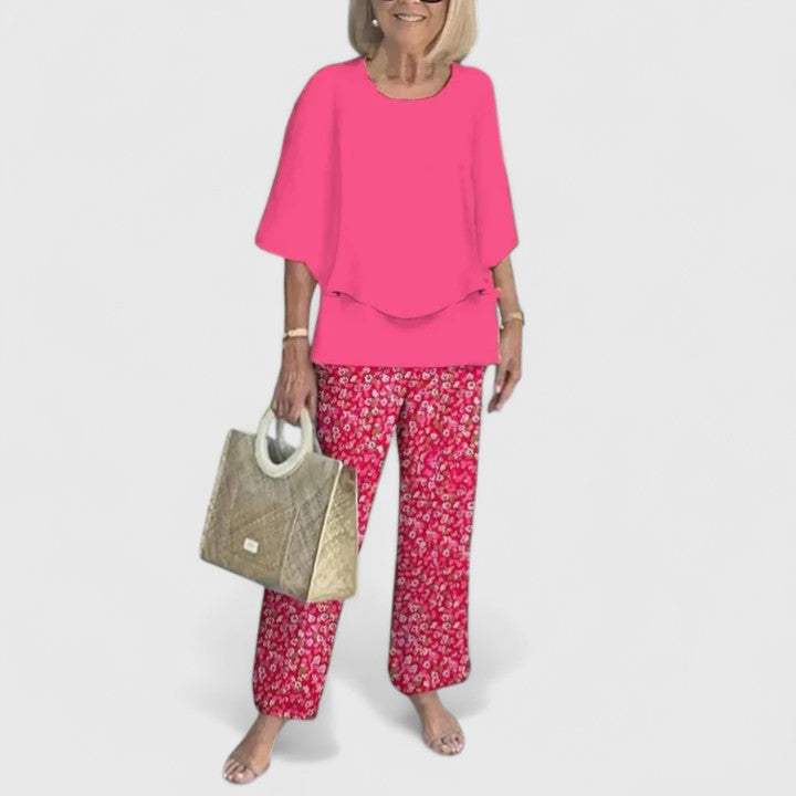 Women's Sophisticated Two-Piece Set Relaxed Blouse Wide-Leg Pants Casual Elegant Everyday – Martha - Lolly 