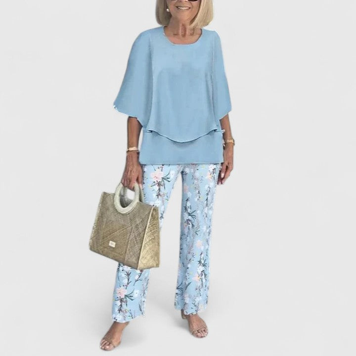 Women's Sophisticated Two-Piece Set Relaxed Blouse Wide-Leg Pants Casual Elegant Everyday – Martha - Lolly 