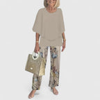 Women's Sophisticated Two-Piece Set Relaxed Blouse Wide-Leg Pants Casual Elegant Everyday – Martha - Lolly 