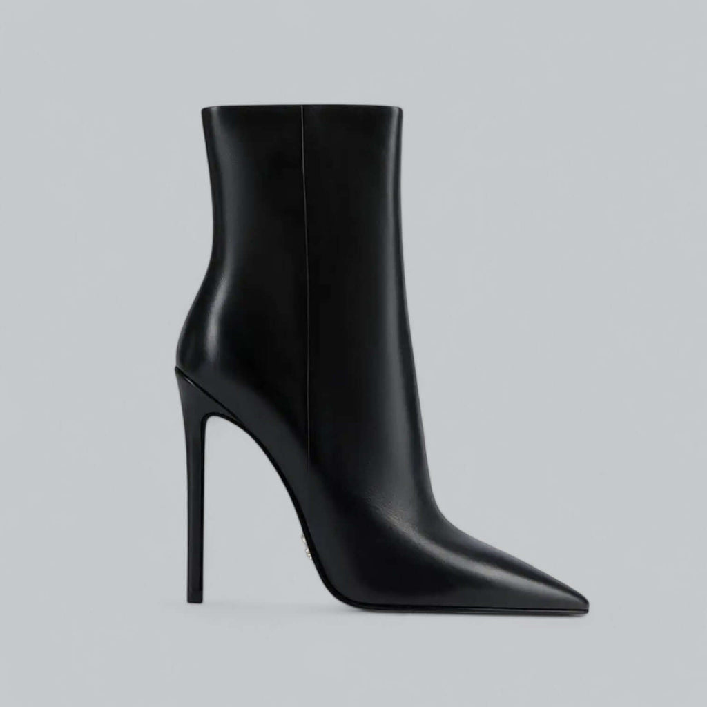 Women's Stiletto Heel Ankle Boots Pointed Toe Side Zip Mid-Calf Evening Party - Lolly 
