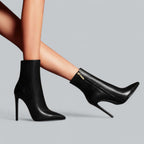 Women's Stiletto Heel Ankle Boots Pointed Toe Side Zip Mid-Calf Evening Party - Lolly 