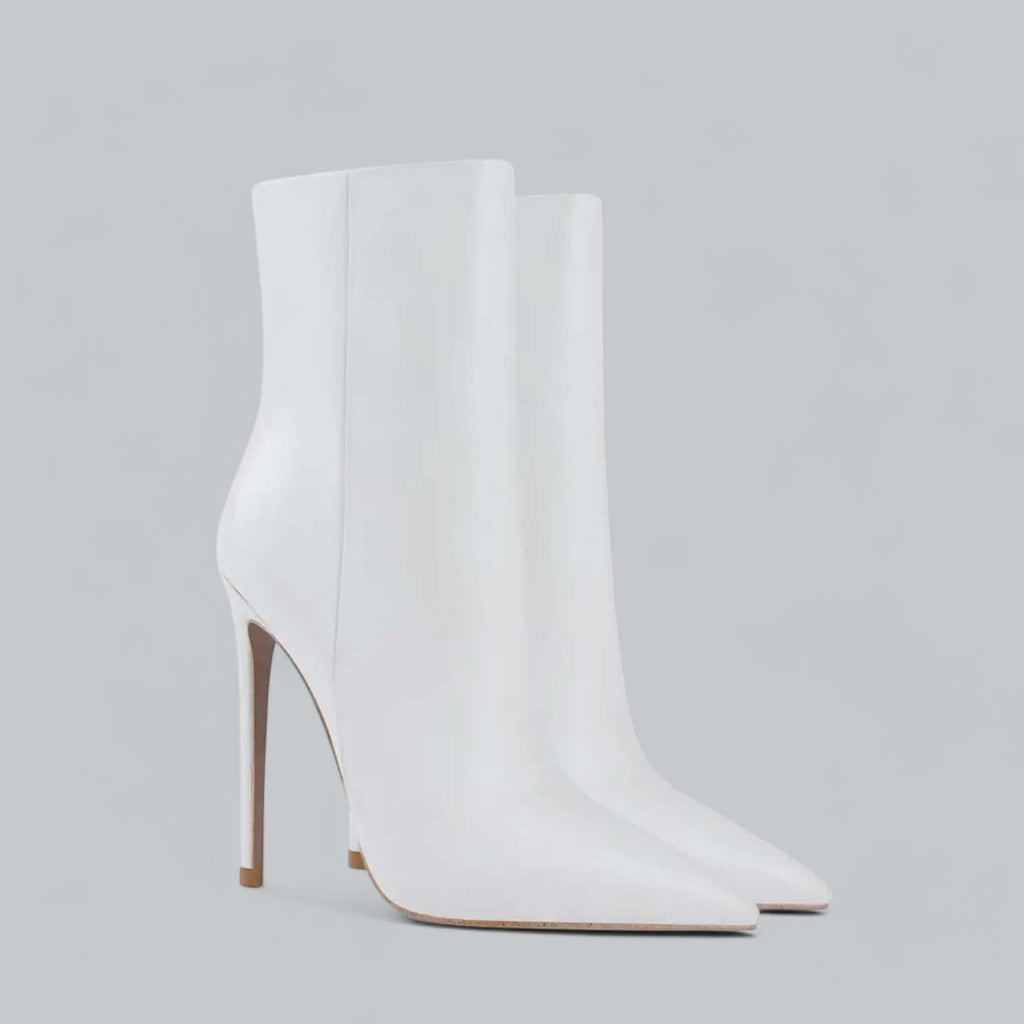 Women's Stiletto Heel Ankle Boots Pointed Toe Side Zip Mid-Calf Evening Party - Lolly 