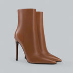 Women's Stiletto Heel Ankle Boots Pointed Toe Side Zip Mid-Calf Evening Party - Lolly 