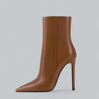 Women's Stiletto Heel Ankle Boots Pointed Toe Side Zip Mid-Calf Evening Party - Lolly 