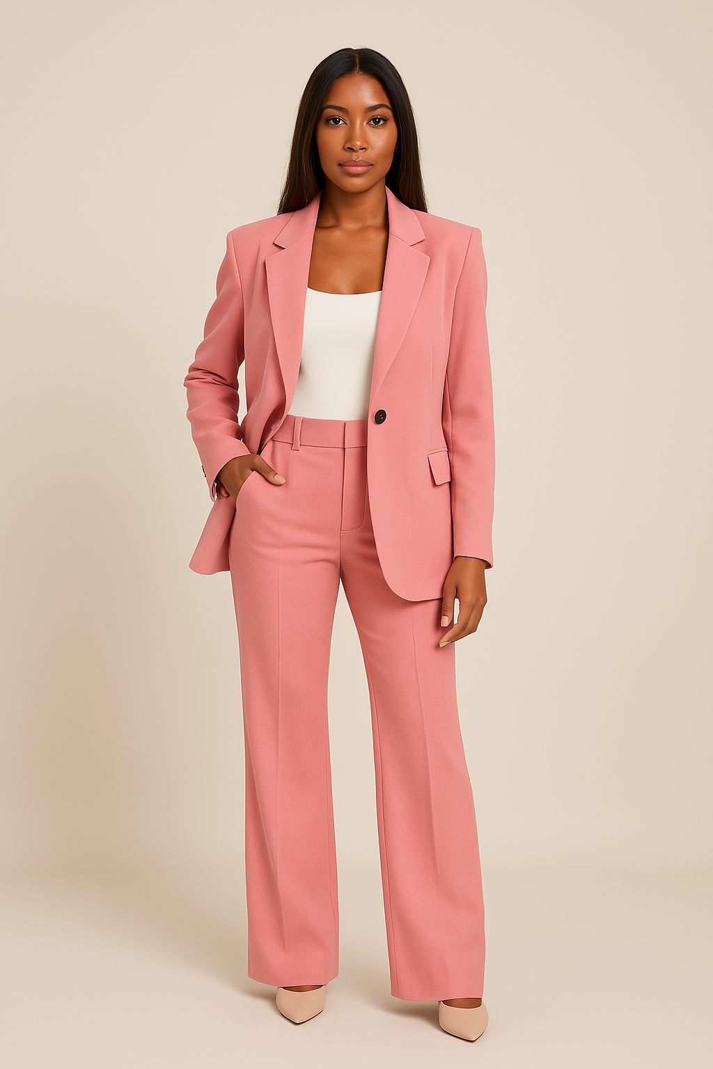 Women's Tailored Two-Piece Blazer Pants Suit Set Formal Work Office Business Casual Wedding Guest Elegant – Classique - Lolly 