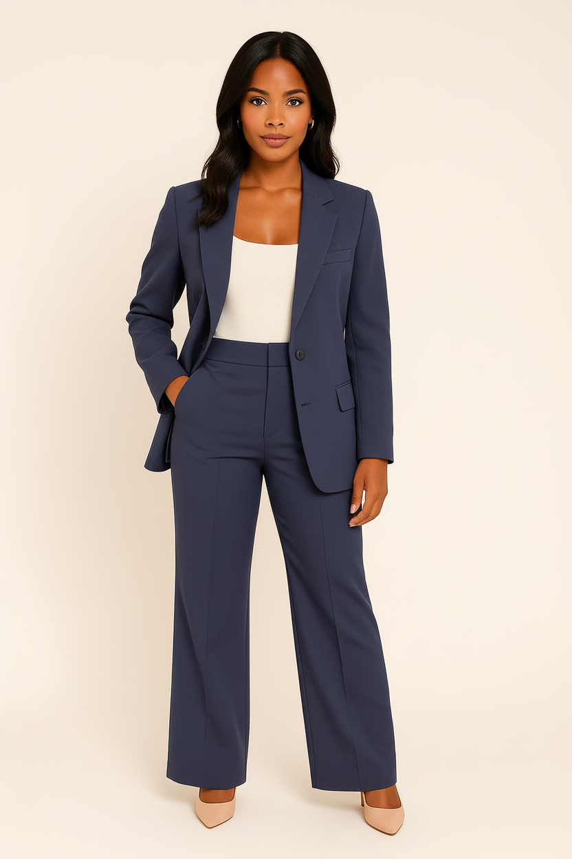 Women's Tailored Two-Piece Blazer Pants Suit Set Formal Work Office Business Casual Wedding Guest Elegant – Classique - Lolly 
