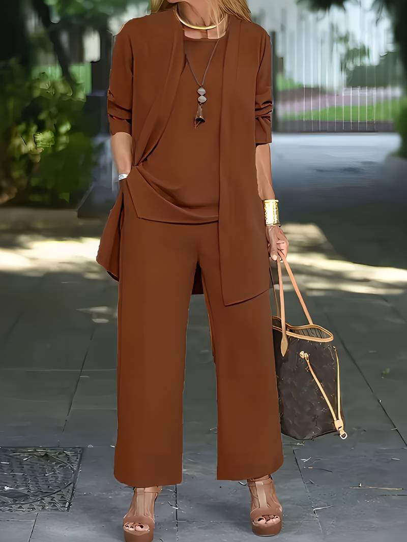 Women's Three-Piece Pant Set Tank Top Wide-Leg Pants Business Casual Elegant Versatile Chic - Lolly 