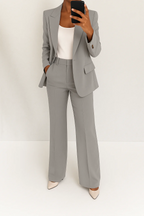 Women's Two-Piece Suit Tailored Blazer Wide-Leg Pants Elegant Relaxed Fit Casual Formal – Julie - Lolly 