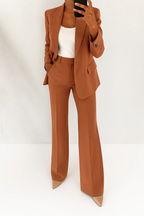 Women's Two-Piece Suit Tailored Blazer Wide-Leg Pants Elegant Relaxed Fit Casual Formal – Julie - Lolly 