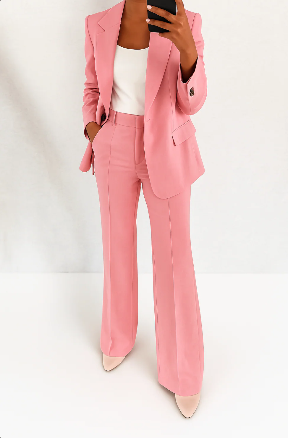 Women's Two-Piece Suit Tailored Blazer Wide-Leg Pants Elegant Relaxed Fit Casual Formal – Julie - Lolly 