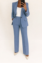 Women's Two-Piece Suit Tailored Blazer Wide-Leg Pants Elegant Relaxed Fit Casual Formal – Julie - Lolly 