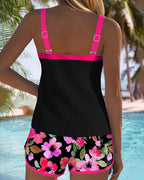 Women's Two-Piece Tankini Set Floral Print Shorts Backless Beach Swim Vacation Pool Summer Resort Swimwear – Soleil - Lolly 