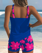 Women's U-Neck Sleeveless Loose Tankini Set Floral Boxer Shorts Beach Pool Vacation Resort Summer Active – Paradiso - Lolly 