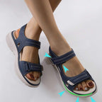 Women's Velcro Strap Walking Sandals Cushioned Sole Open Toe Summer Casual - Lolly 