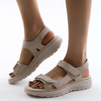 Women's Velcro Strap Walking Sandals Cushioned Sole Open Toe Summer Casual - Lolly 