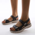 Women's Velcro Strap Walking Sandals Cushioned Sole Open Toe Summer Casual - Lolly 