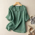 Women's Vintage Blouse Button Detail Peter Pan Collar Long Sleeve Soft Casual Elegant – Kristi - Lolly 
