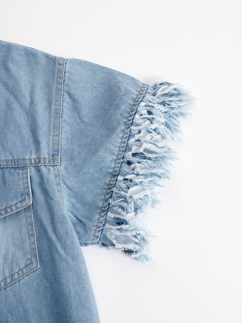 Women's Vintage Denim Shirt Mini Dress Short Sleeve Tassel Fringe Lapel Button Casual Summer Everyday Beach – Light Blue Loose Fit - Lolly 