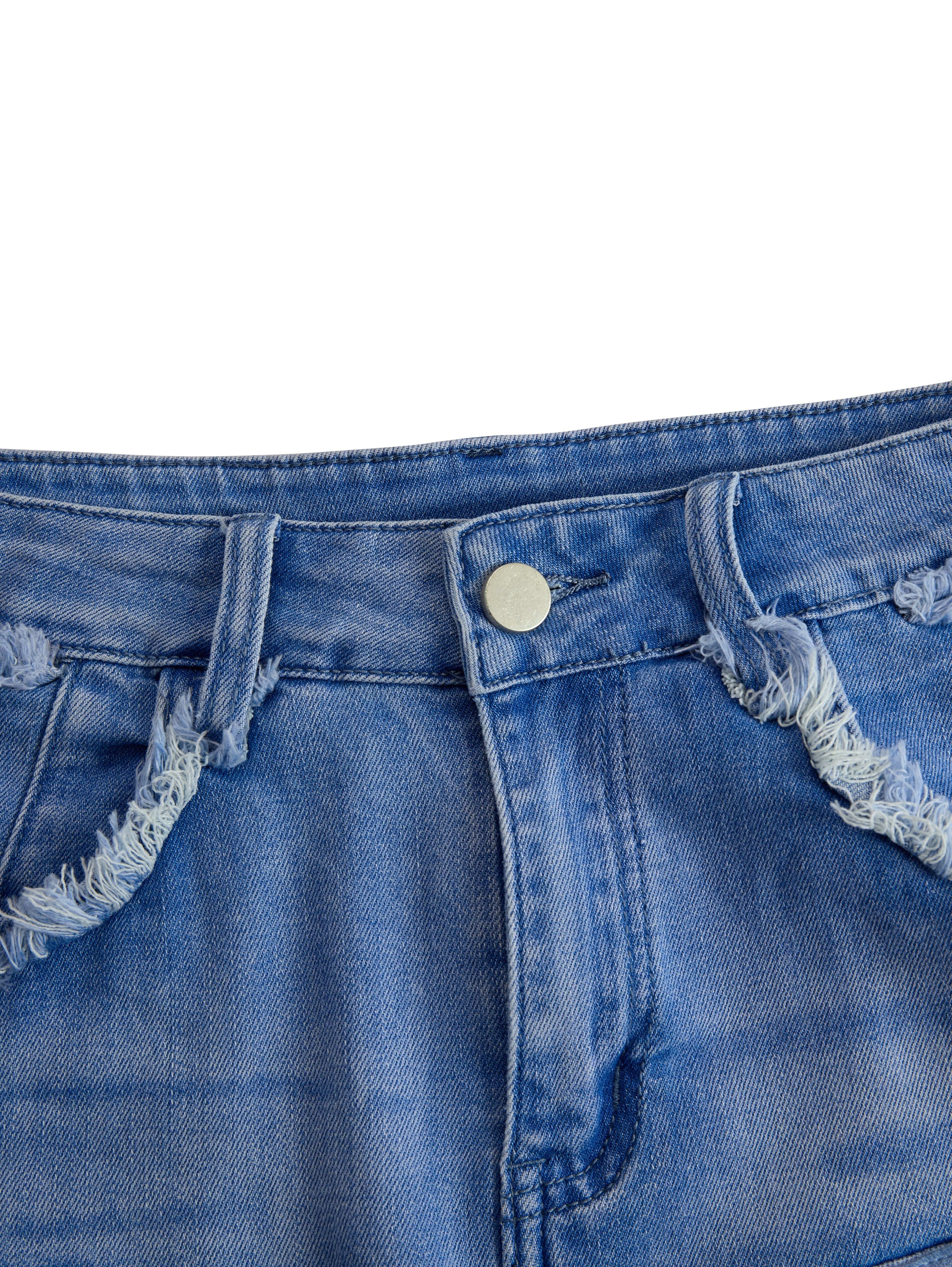 Women's Vintage Washed Denim Fringe Tassel Mini Short Skirt Raw Edge High Waist Slim Fit Casual Summer - Lolly 